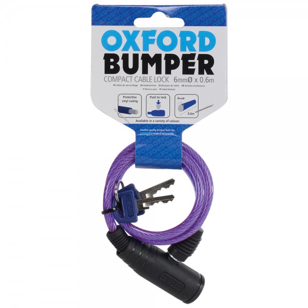 Oxford BUMPER CABLE LOCK PRUPLE 6MM X 600MM